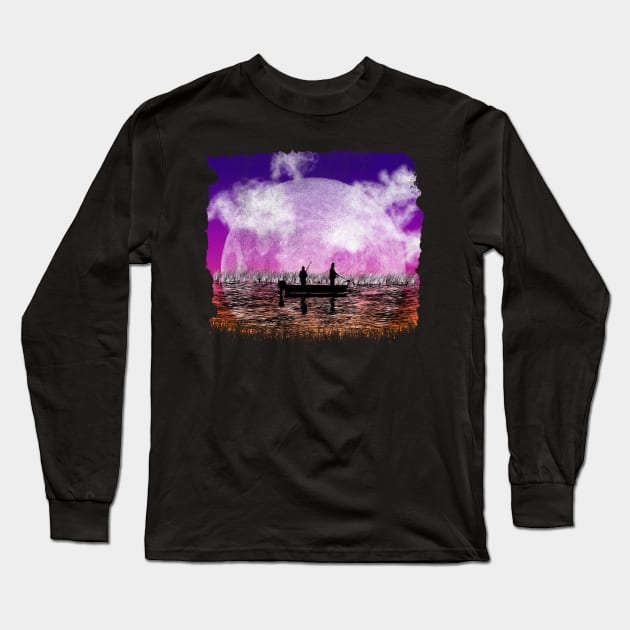 Night Fishing - Purple Haze Long Sleeve T-Shirt by MerlinArt